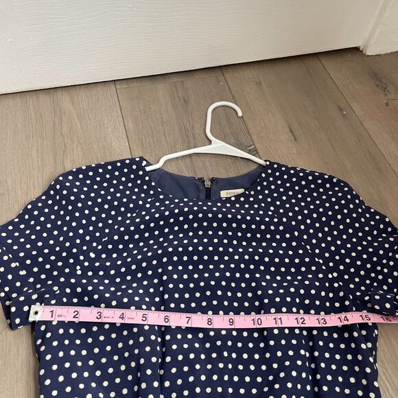 Fossil 100% silk polka dot mini dress twee girly navy size 0 - Picture 5 of 7